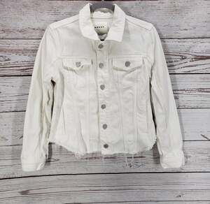 Blank NYC Women's Raw Hem Distressed Crop Denim Jacket Size Small